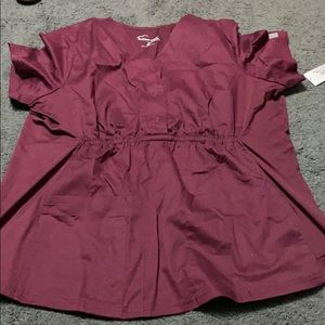 Wine Colored MATERNITY SCRUB TOP size large